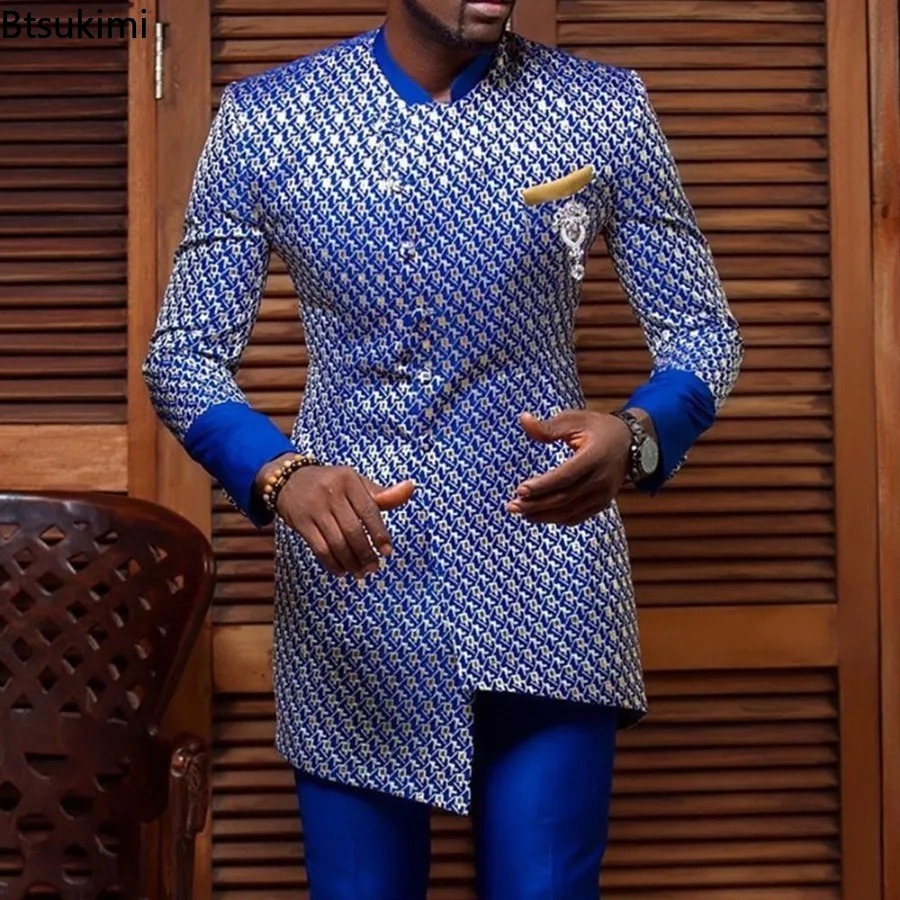 Hauts musulmans pour hommes, Style ethnique, manches longues, col montant, chemises décontractées, Slim, ourlet irrégulier, chemisiers pour hommes, maroc, dubaï, 2026