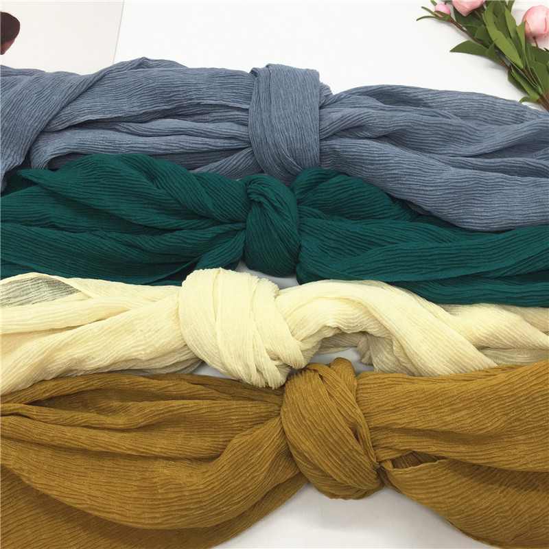 Écharpe châle en jersey froissé pour femmes musulmanes, coton doux uni, hijab de ramadan, turban respirant pour dames, mode de haute qualité, 90x180cm