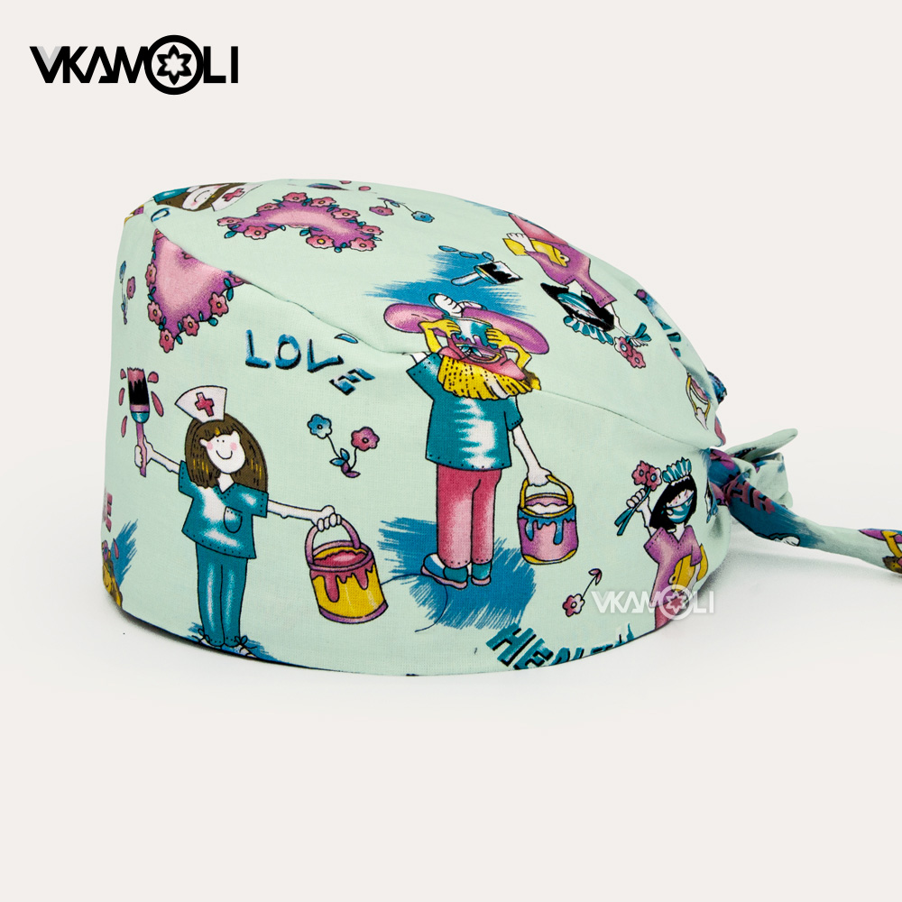 Casquette de chirurgien de protection propre pour femmes et hommes, casquettes imprimées, chapeau de gommage médical, chapeau d'allaitement réglable, casquette de gommage pour cheveux longs