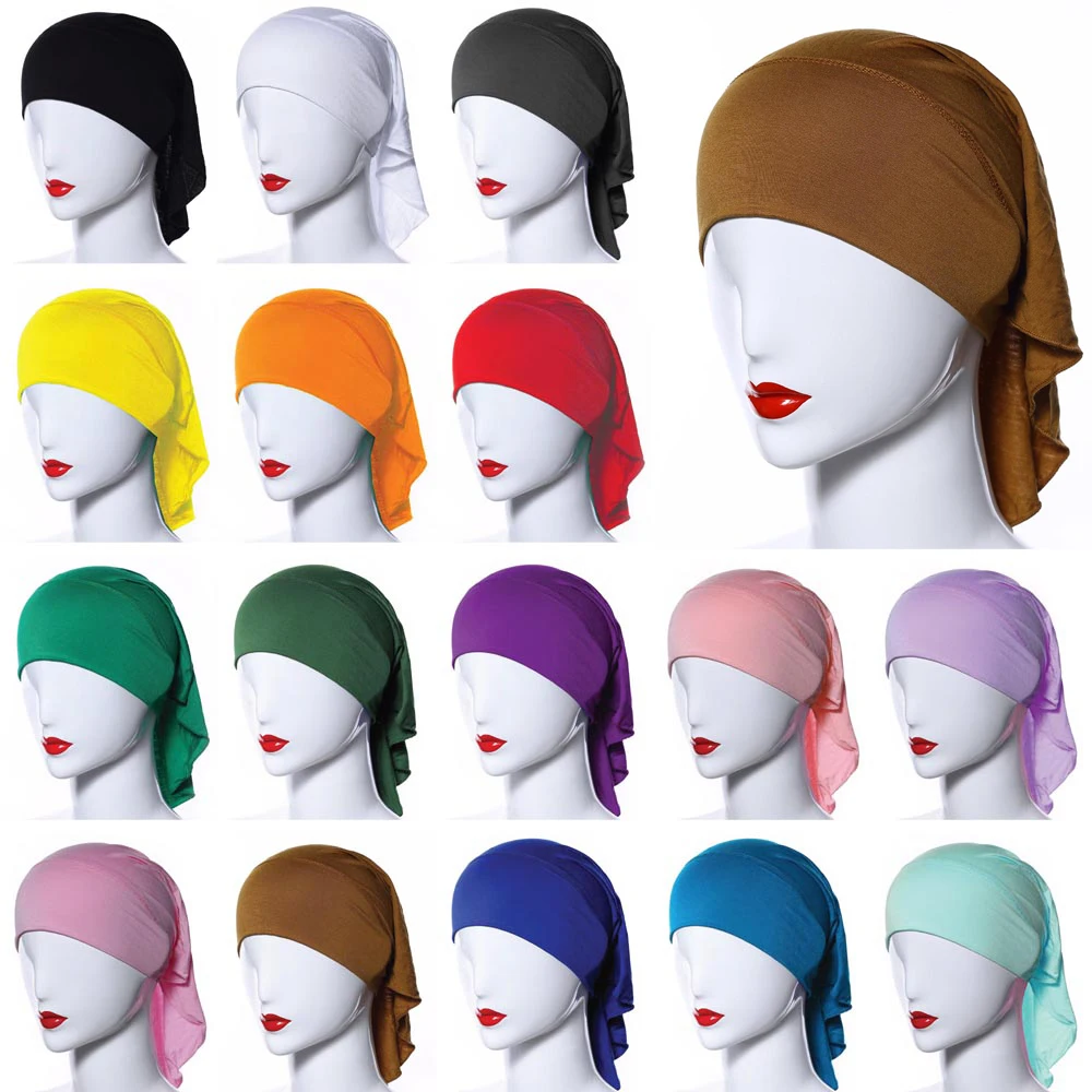Sous-hijab modal uni pour femmes musulmanes, bonnet intérieur, turban tube, bonnet ninja, bonnet, foulard, sous-bonnet, Ramadan, Islam Mujer