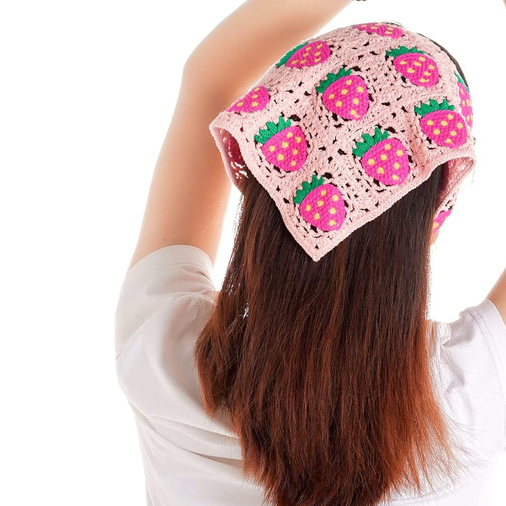 1 pièces foulard de cheveux pour femmes à la mode doux style rustique tricoté fleur foulard triangulaire mignon kawaii accessoires de cheveux pour dames
