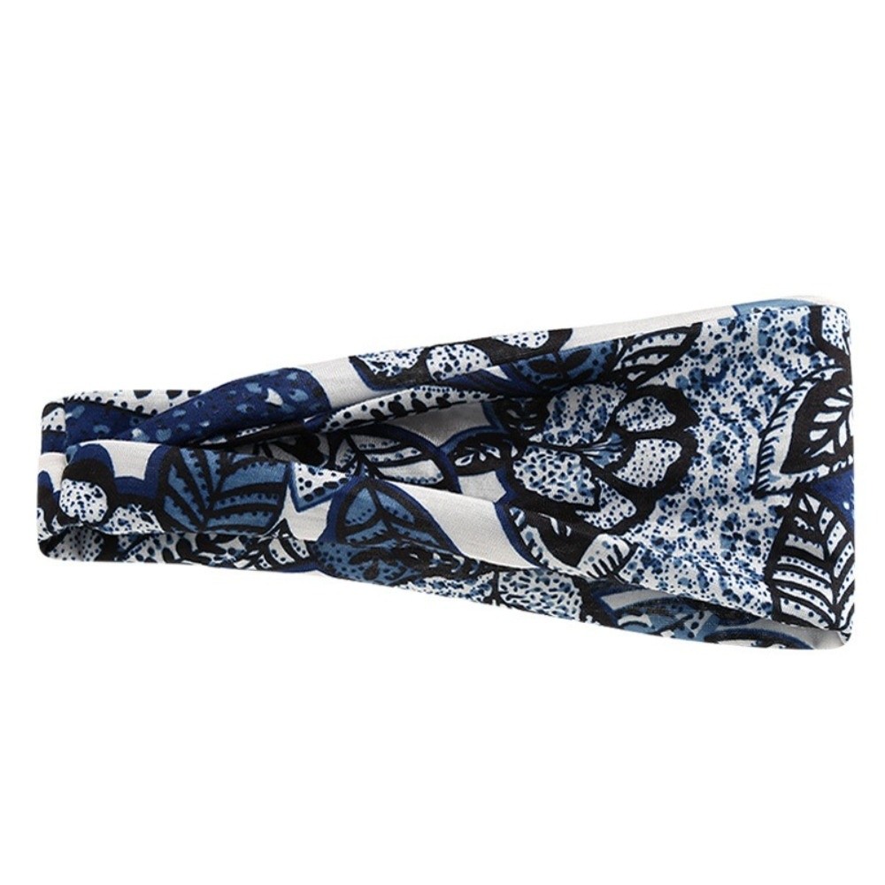 Bandeau de cheveux imprimé floral style bohème, absorbant la transpiration, antidérapant, large, doux, accessoires pour cheveux, bandeau croisé pour le sport