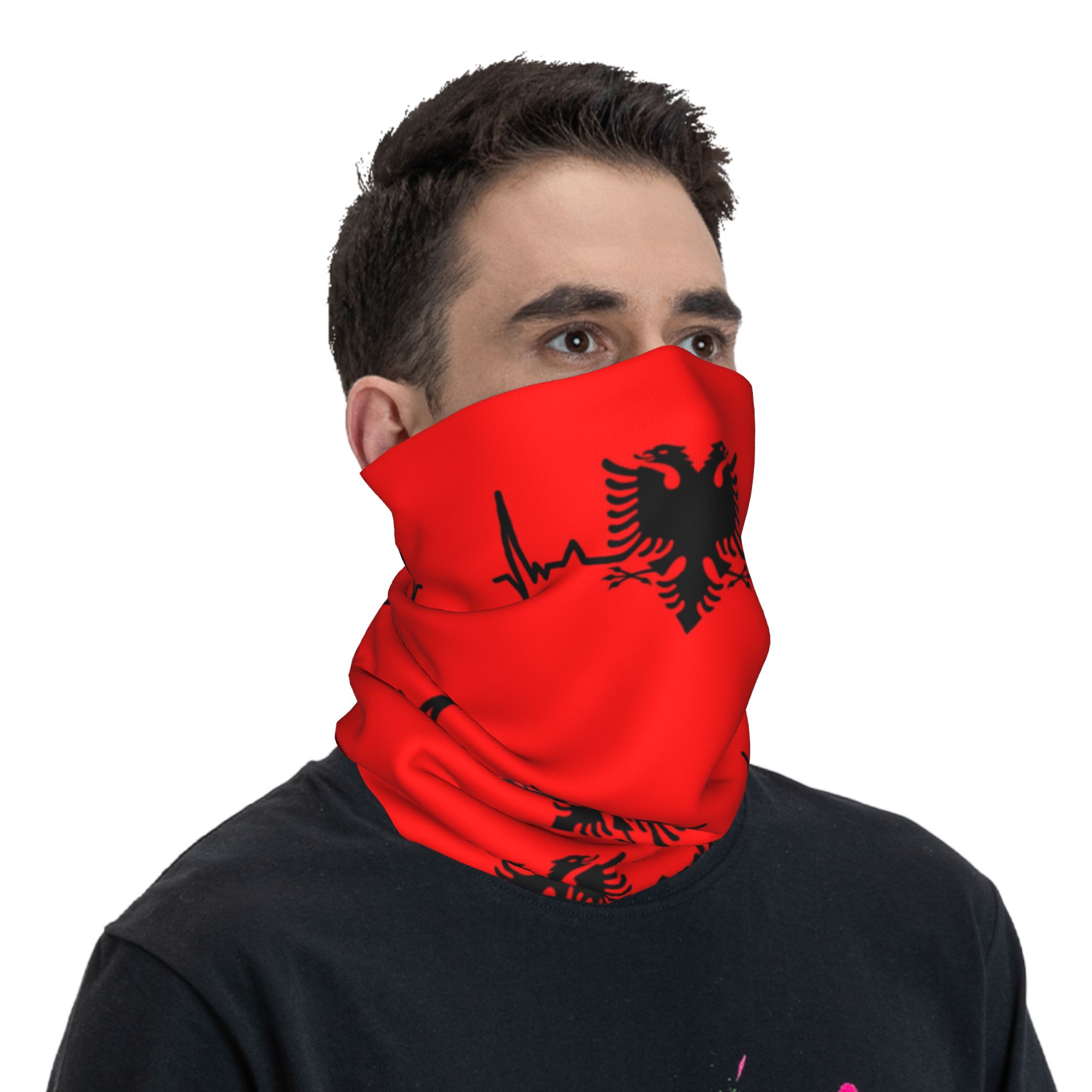 Bandana personnalisé avec drapeau de l'albanie pour homme, chauffe-cou d'hiver, coupe-vent, écharpe faciale, aigle albanais, guêtre Shqiponja