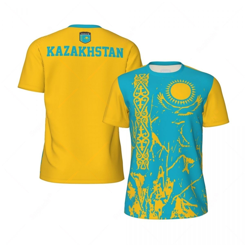 Maillot de Football pour hommes, drapeau du Kazakhstan, mode emblème National, t-shirt de sport imprimé en 3D, décontracté, surdimensionné, respirant