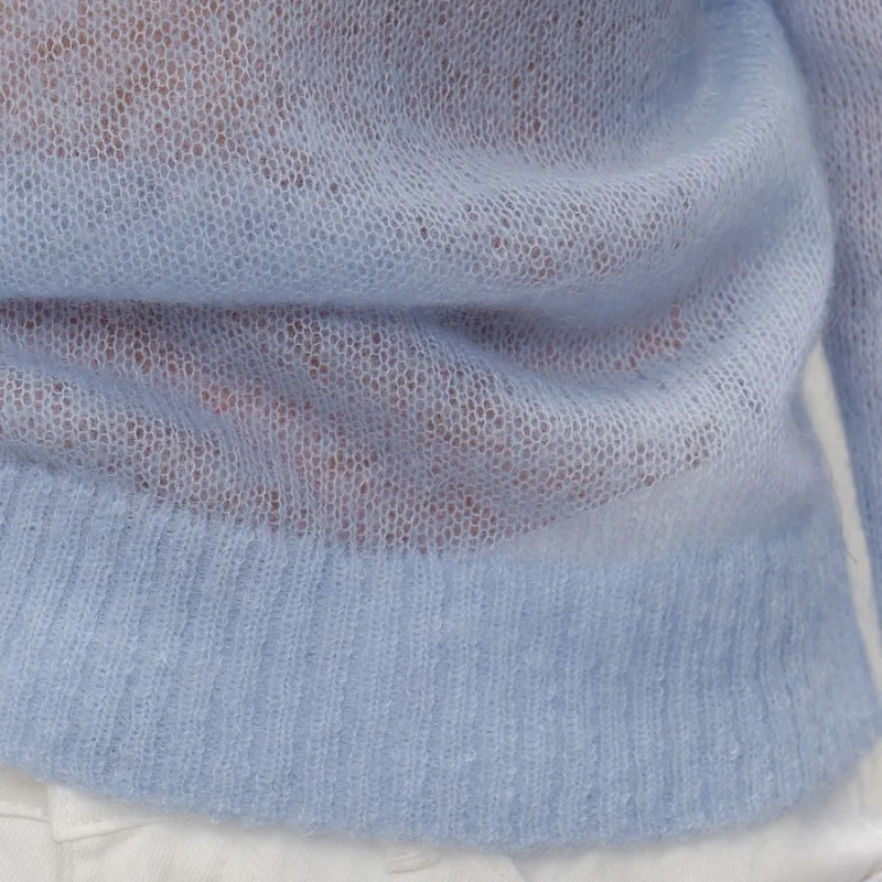 Pull en tricot décontracté pour femme, à manches longues, col rond, pull ample transparent, vêtements en tricot pour femme