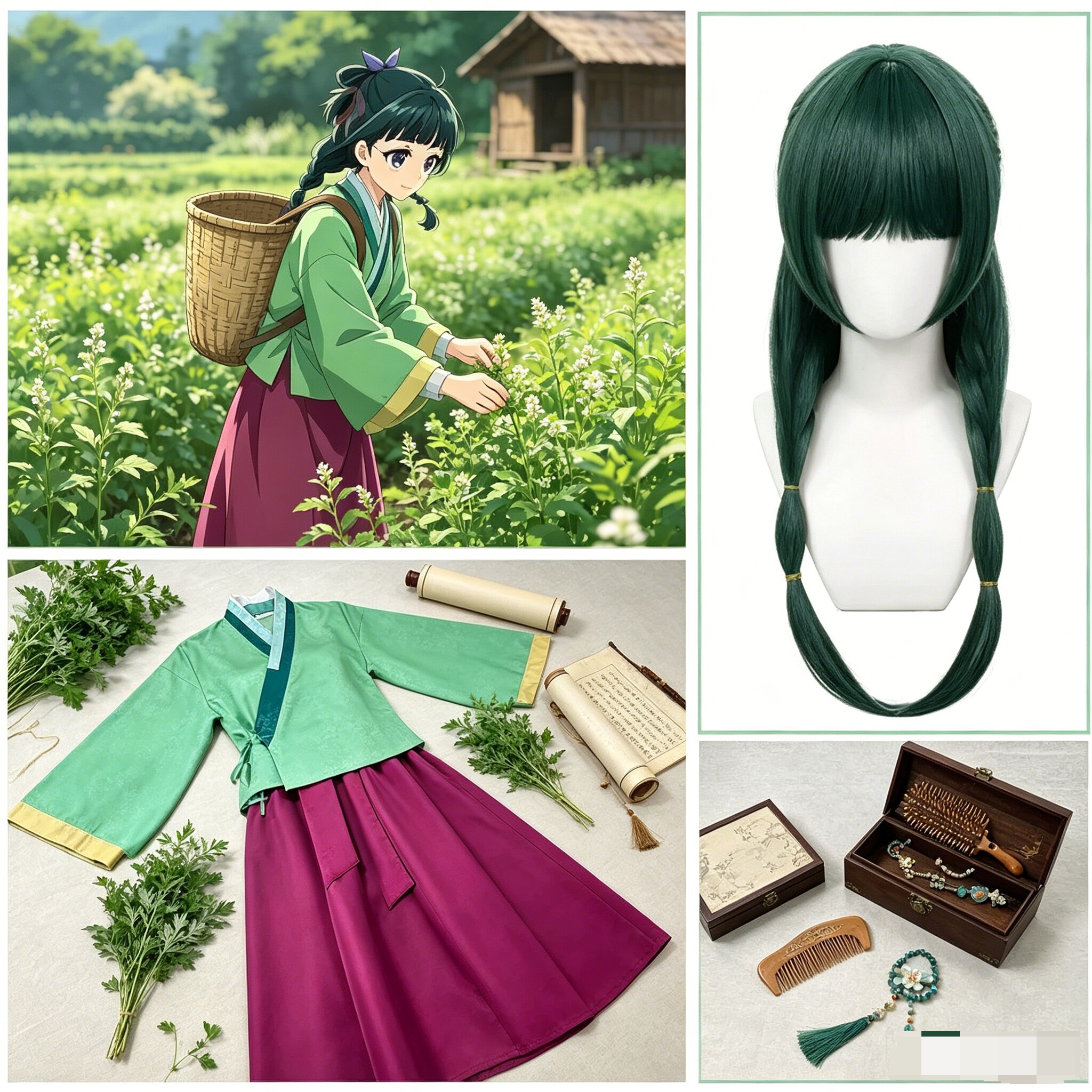 Costume de cosplay Anime Maomao, Kimono Apotheker Diaries, uniforme Mao Mao, tenues pour Halloween, carnaval, fête pour femmes