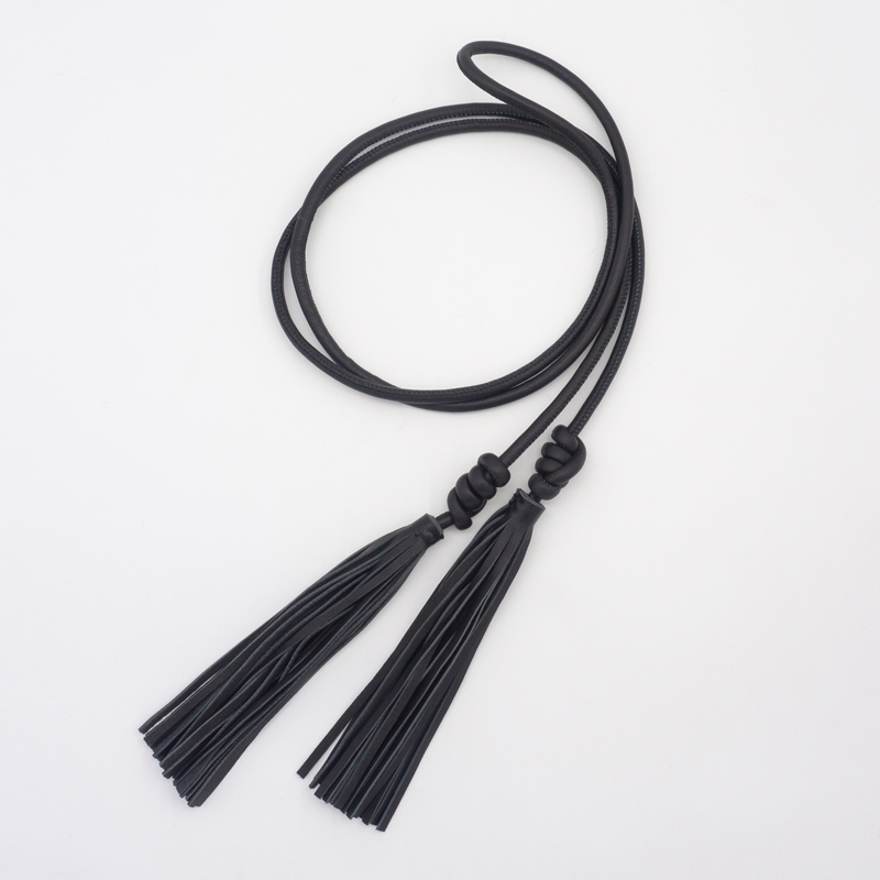 Ceinture en cuir fine en peau de mouton personnalisée, nœud de gland, robe décorative simple, audirope