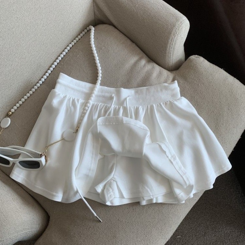 Femmes Mini jupes coréen blanc plissé à volants taille haute mince a-ligne jupe Fitness Tennis doublure Anti-vide jupes de course
