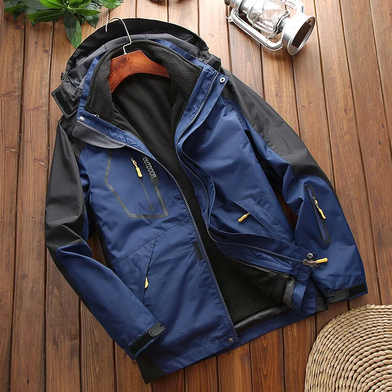 Vestes d'escalade et de randonnée pour hommes, hiver, 3 en 1, doublure en polaire, veste chaude, vêtements de sport, veste de ski, veste de camping, coupe-vent, imperméable, veste d'extérieur