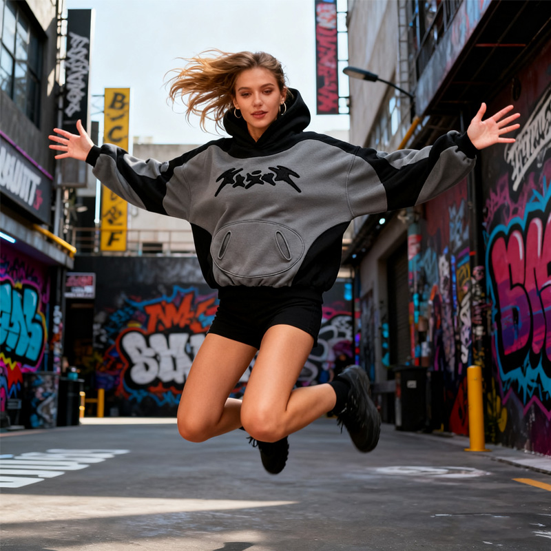 Sweat à capuche brodé à blocs de couleurs pour femmes, Streetwear à la mode, surdimensionné, décontracté, à manches longues, nouvelle collection hiver 2025