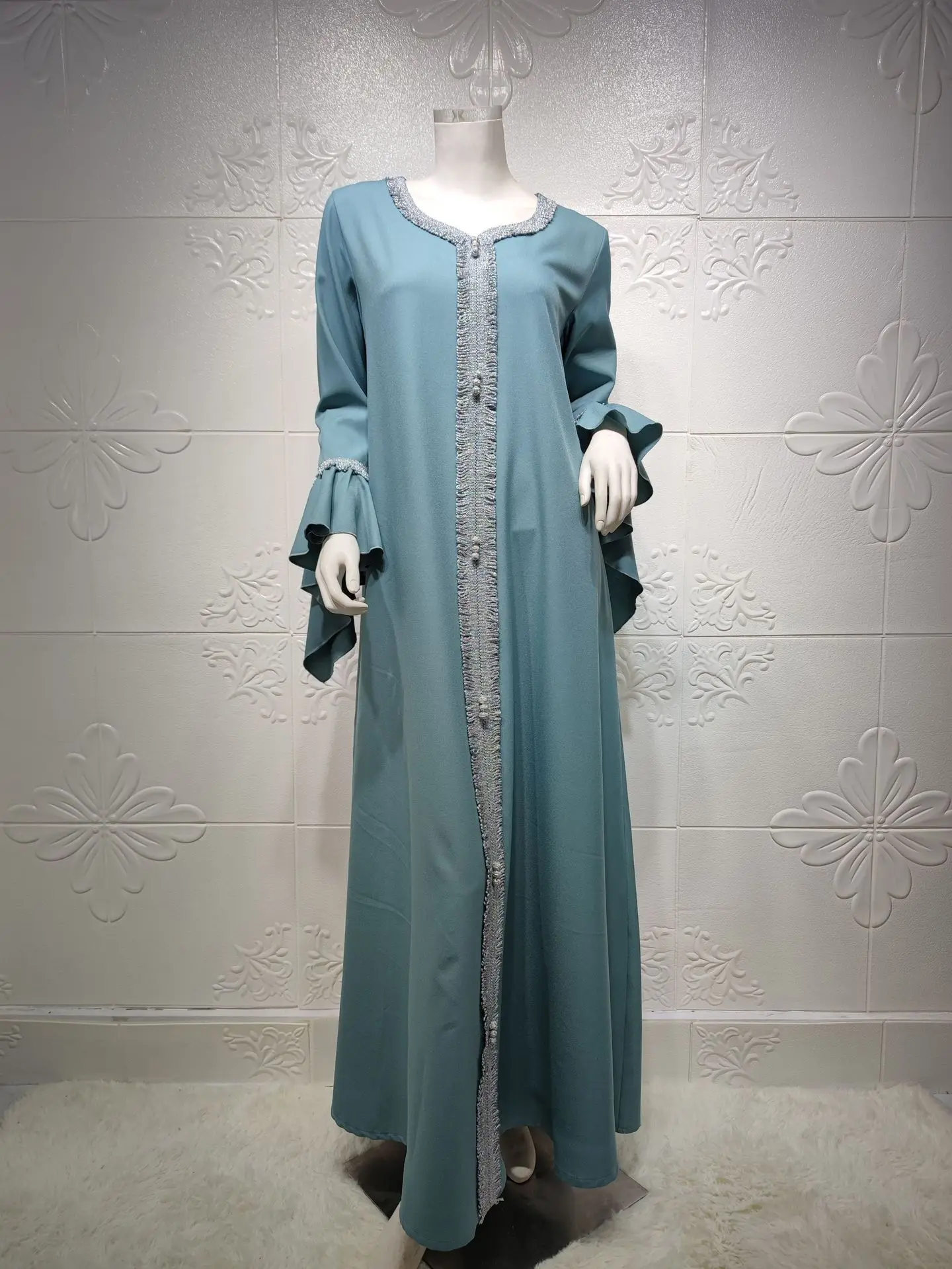 Jalabiya-Robe caftan arabe pour femmes, Dubaï, Turquie, Abaya, Broderie, Djellaba adt, Mode musulmane, Vêtements islamiques blancs
