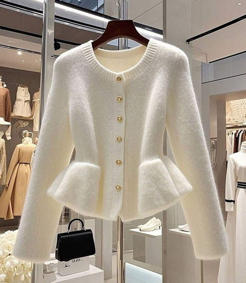 Cardigan en tricot à col rond pour femmes, pull coréen, tricots OutChester, vestes pour femmes, beige, doux, mode automne, Y-Chester