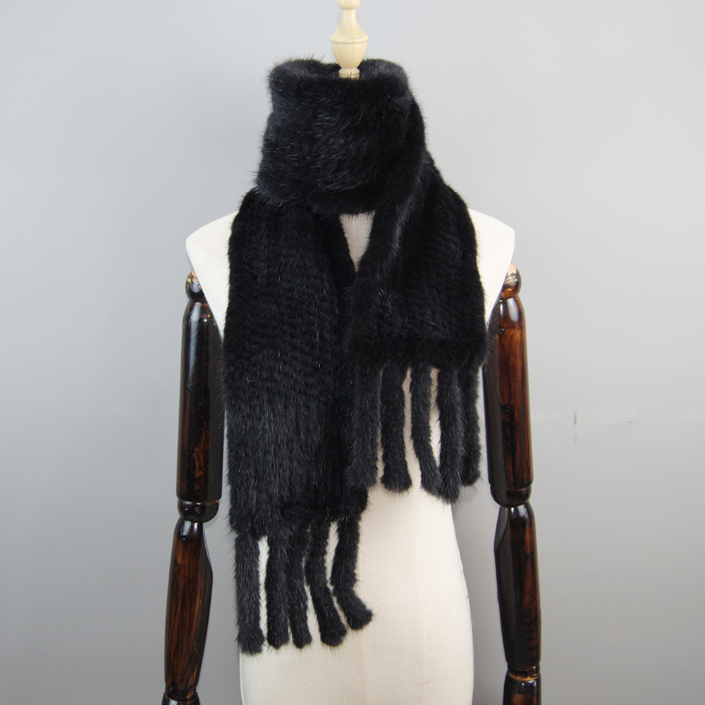 Écharpe de luxe pour femme 2026 en fourrure de vison véritable à 100 % avec pompon, tricotée à la main, écharpes en vison naturel, cache-cou, poncho, vente en gros