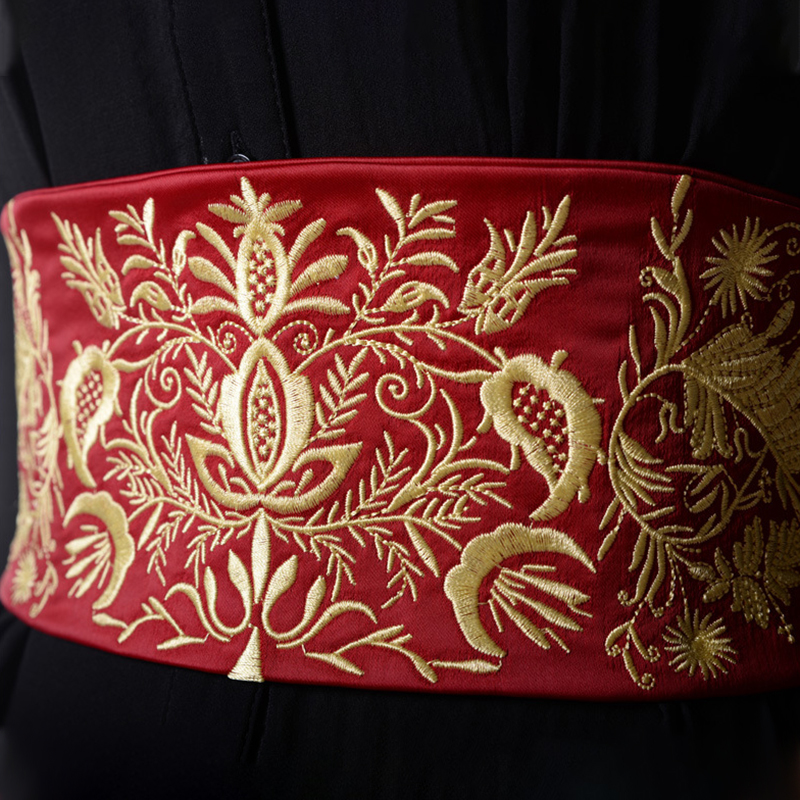MiObi-Ceinture Large en Tissu Brodé Vintage pour Femme, Taille artificiel astique, Kimono Japonais, Rétro