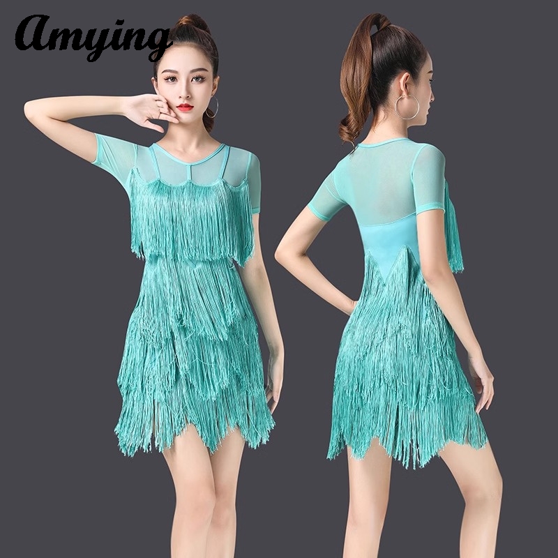 Tenue de danse latine pour femmes, tenue d'entraînement, robe Sexy d'entraînement, ensemble professionnel, tenue de Performance à franges multicouches, nouvelle collection