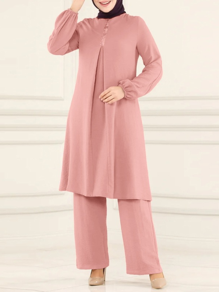 Robe musulmane décontractée pour femmes, ensemble 2 pièces, chemise à manches longues, pantalon à jambes larges, robes arabes saoudiennes de dubaï, automne 2023