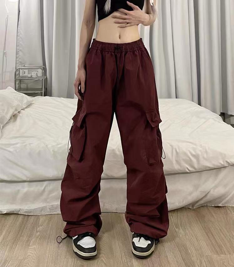 Pantalon de travail à séchage rapide pour hommes, pantalon de Parachute américain, taille haute, jambes larges, pantalon Long de sport décontracté, nouvelle collection été 2025