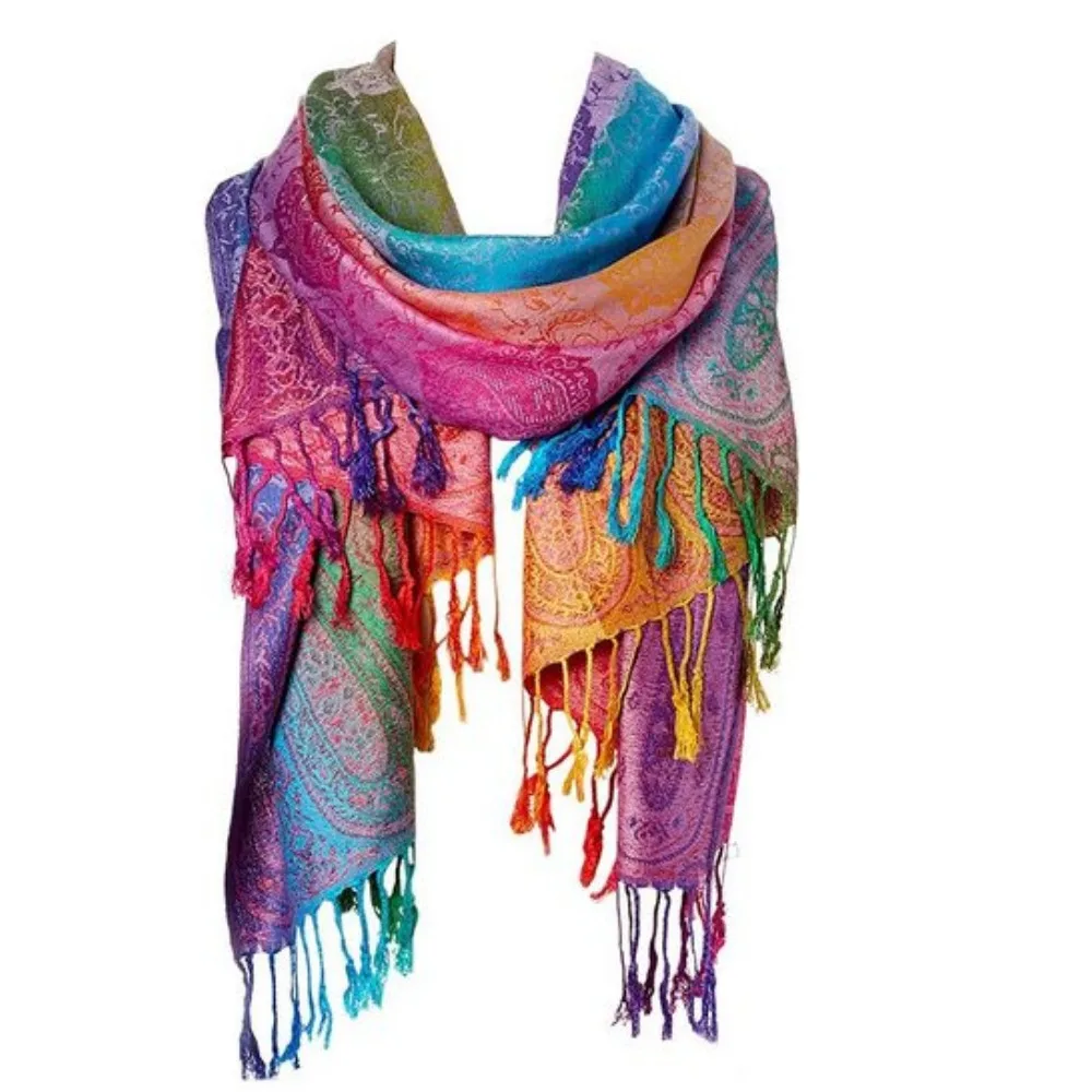 Écharpe Pashmina en forme de cajou arc-en-ciel, grand châle doux et chaud, foulard polyvalent pour femmes, accessoire d'hiver