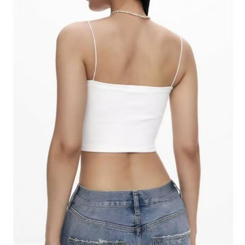 Nouveau Top Court Femme Tendance à Bretelles Fines, Sexy, Moulant, Sans Manches, Style Cami Tube Basique Uni