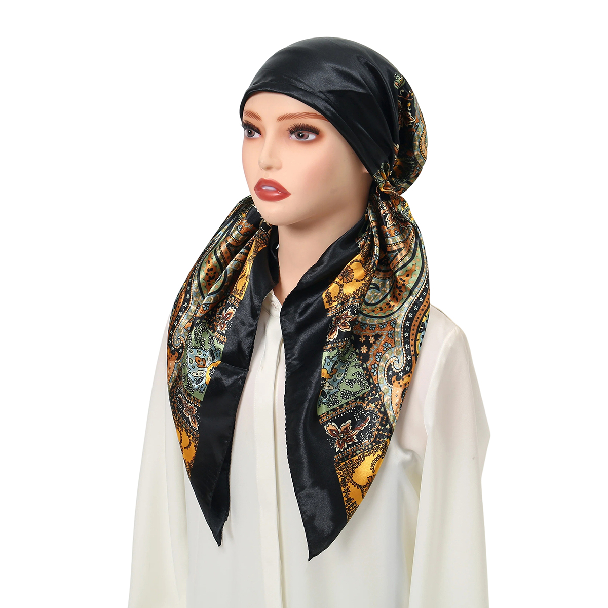 Nouveau Foulard en Satin Paisley 2026 pour Femme Musulmane, Turban Chimiothérapie, Couvre-chef pour Perte de Cheveux, Bandana
