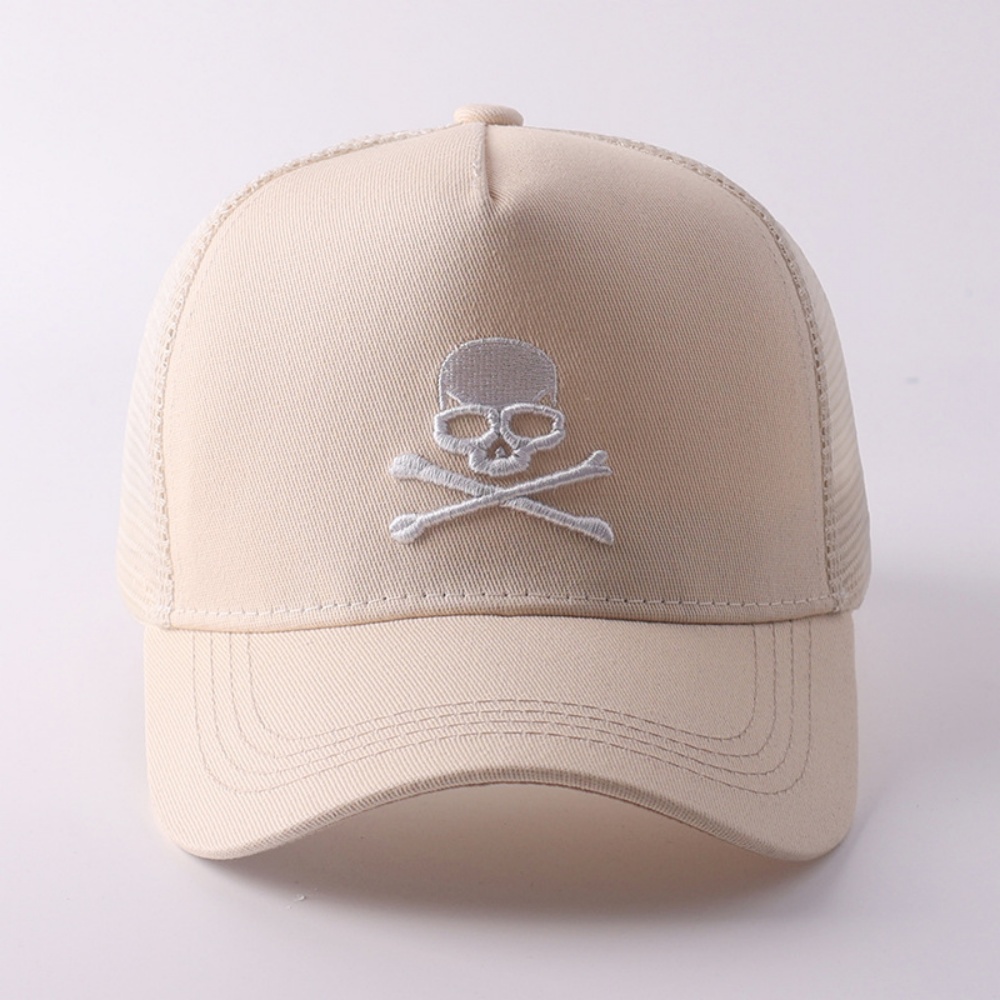 Casquette de baseball minimaliste rétro avec broderie de crâne, chapeau en maille Hip Hop pour femmes et hommes, style punk Y2k, chapeau décontracté d'été pour l'extérieur