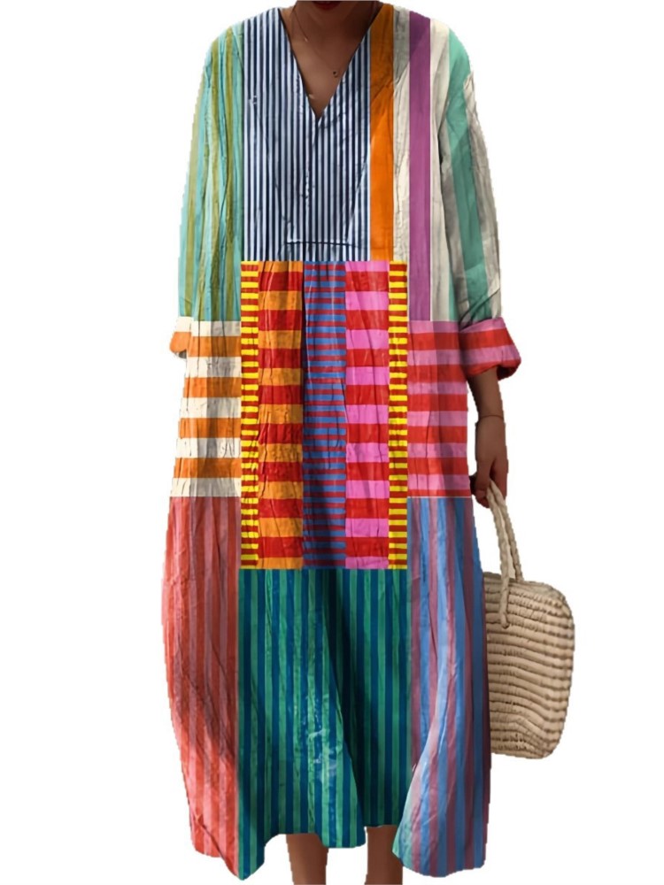 Robe chemise à manches longues pour femmes, imprimé décontracté, mode printemps-automne, élégante, col en v, robes de fête et de vacances pour femmes