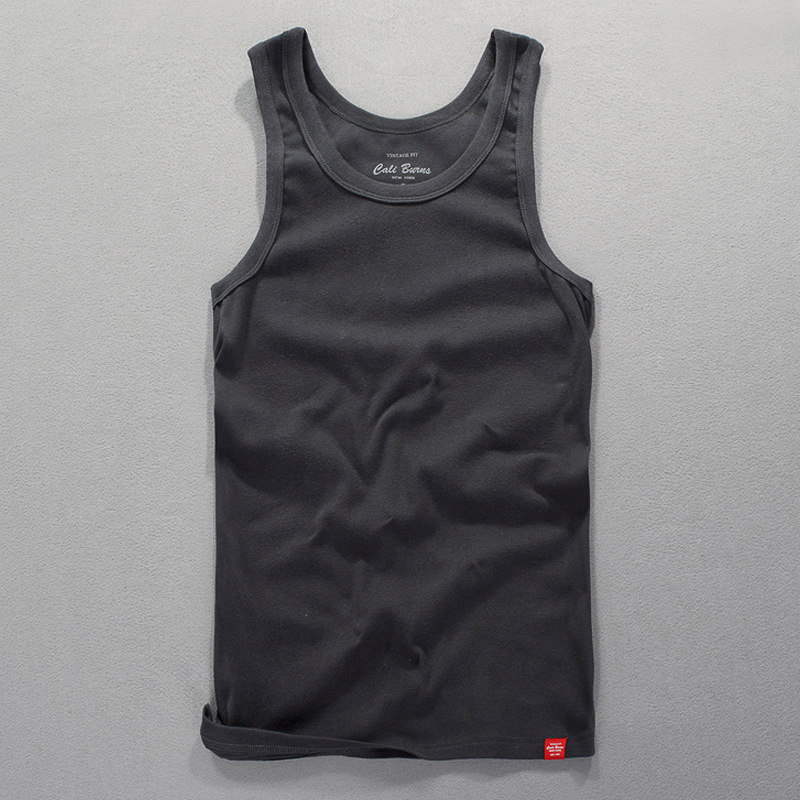 Débardeur en coton pour hommes, mode d'été, Style japonais, couleur unie, col rond, sans manches, Sport, course, décontracté, minimalisme, 2023
