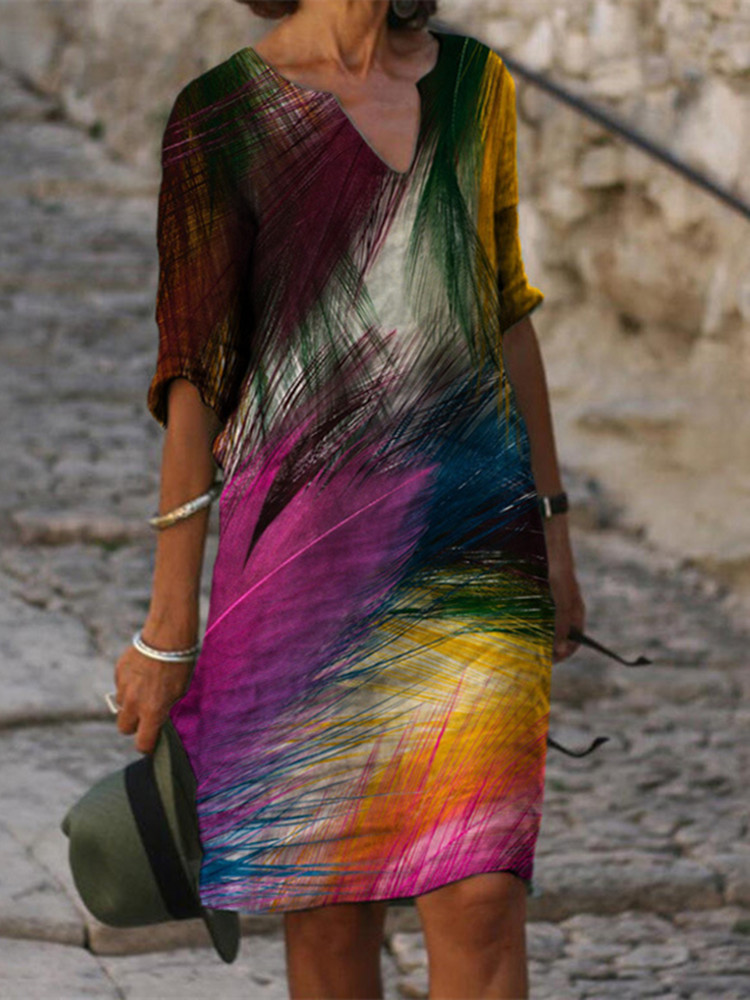 Mode nouveau été femmes Robe décontracté Boho imprimé fleuri demi manches dame plage bureau robes Robe Femme