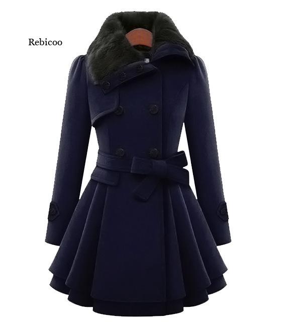 Manteau Sherpa Long en laine pour femme, vêtement d'hiver, Slim, croisé, rembourré, coréen, cachemire, Trench, Style anglais