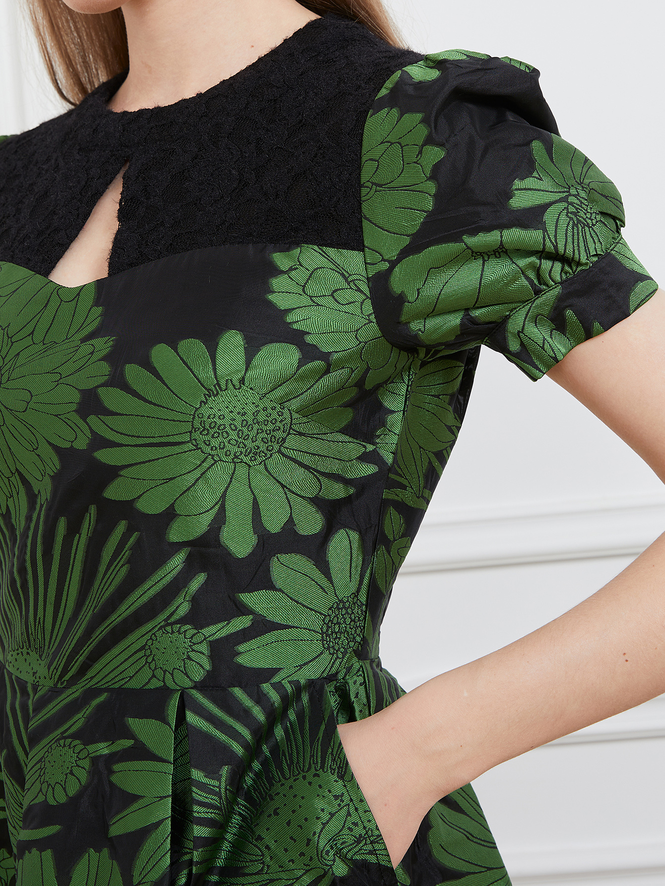 DEVCHATA-Robe Longue en Organza pour Femme, Tenue de Soirée Élégante, Patchwork de Dentelle, Manches Bouffantes, Nouvelle Collection Été