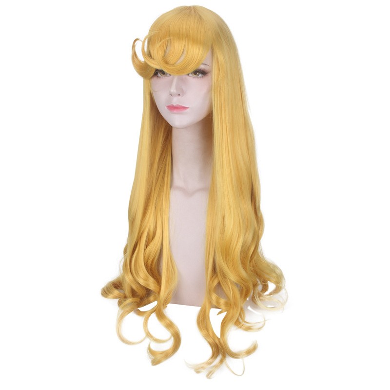 Perruque de cosplay longue et ondulée dorée de 80 cm pour femmes, accessoires de fête d'Halloween et de carnaval, cheveux synthétiques résistants à la chaleur