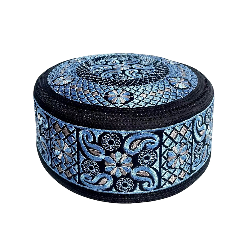 Chapeau musulman Yarmulke 55-60, chapeau musulman tendance pour hommes, chapeau de prière islamique à sommet plat brodé, chapeau de fête d'affaires, anniversaire, mariage, turban
