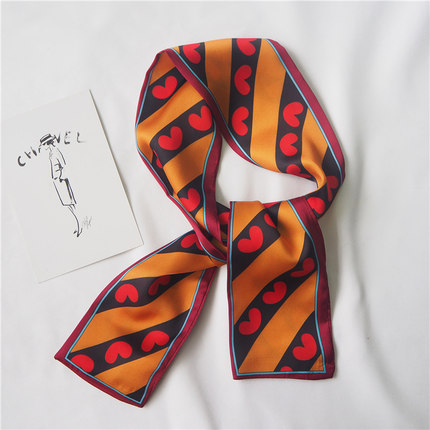 2025 coeur amour écharpe femmes mignon cheveux cravate bande foulard poignet rubans mode tête cou soie Satin sac écharpes longue écharpe en soie
