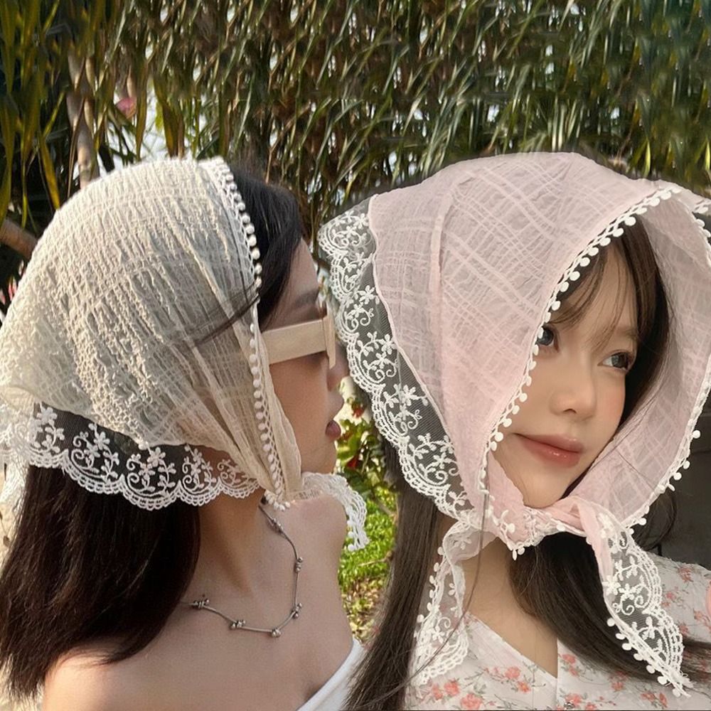 Foulard de cheveux en dentelle douce style français, bandeau triangulaire, turban, accessoires pour photos, bandeau pour cheveux, pour femmes et filles