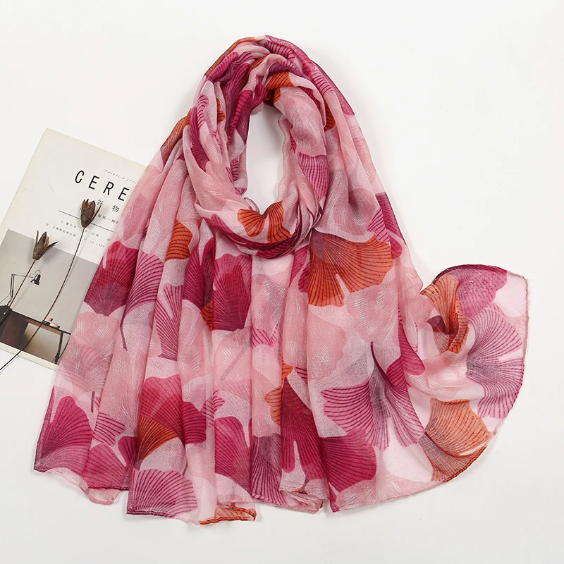 Écharpe en Viscose de Coton pour Femme Musulmane, Foulard Floral Ombré, Type Hijab de Plage, Châles et Enveloppes de Styliste