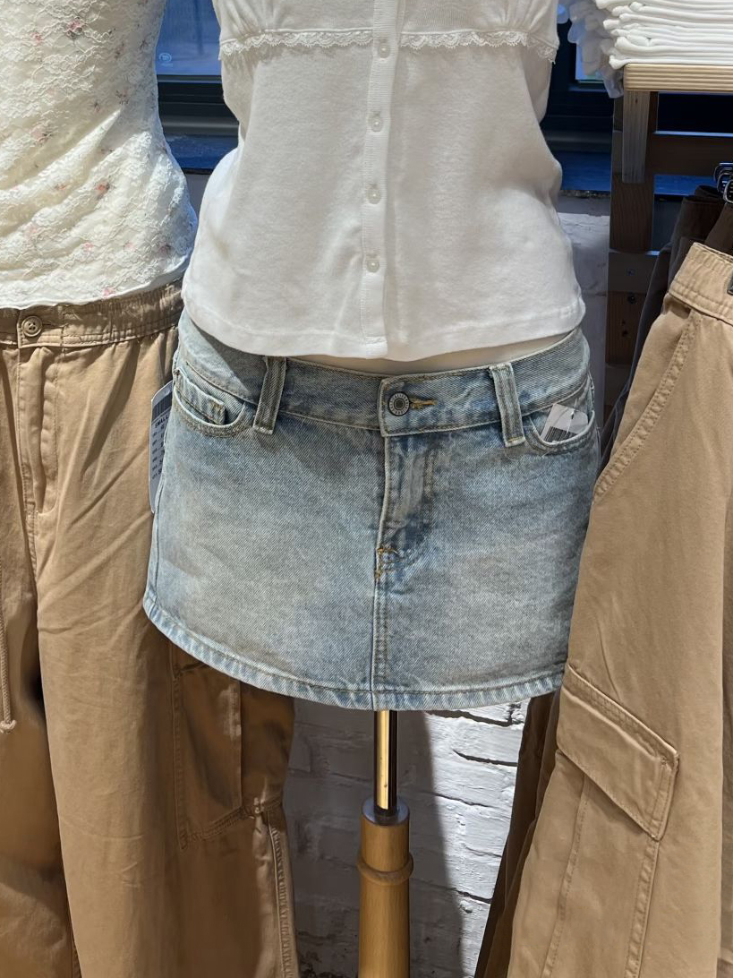 Mini jupes en Denim bleu pour femmes, taille basse, en coton, courtes, Vintage américain, Streetwear, jupe décontractée assortie avec tout