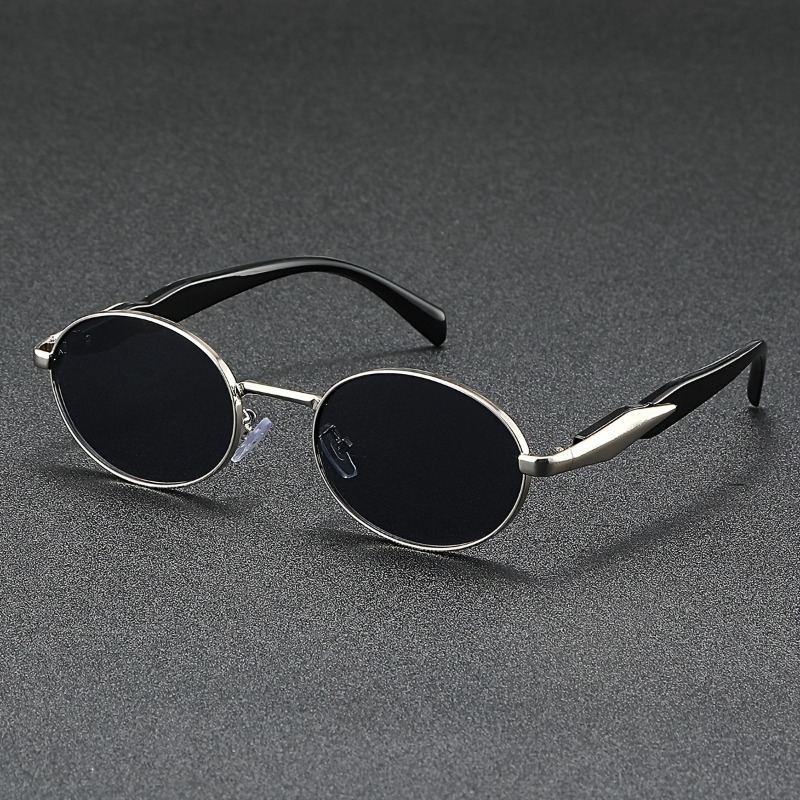 Lunettes de soleil ovales rétro pour hommes et femmes, monture en métal tendance, parfaites pour les activités de plein air