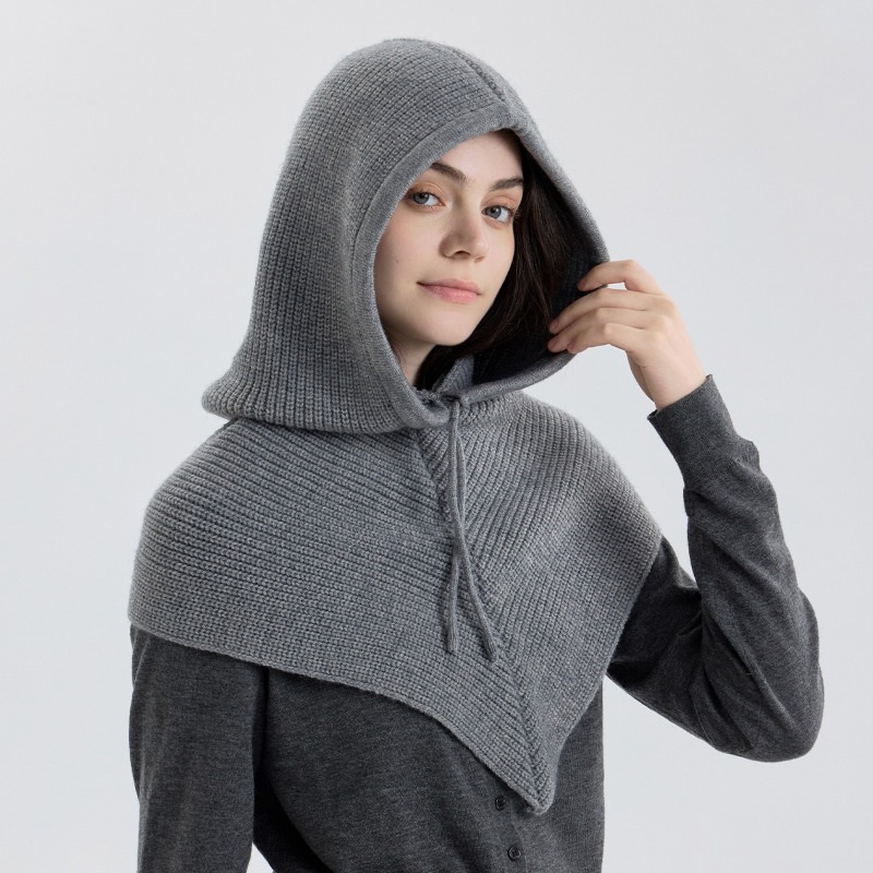 Cagoule d'hiver pour femmes, écharpe tricotée à capuche, casquette chaude d'extérieur, une pièce, col de cou, chapeaux pour filles
