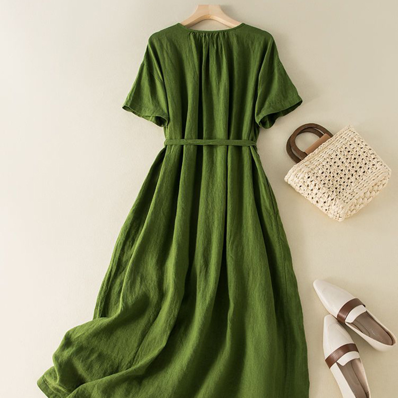 Robe d'été décontractée confortable pour femmes grandes tailles, en coton et lin, pour le bureau, tendance, nouvelle arrivée, respirante