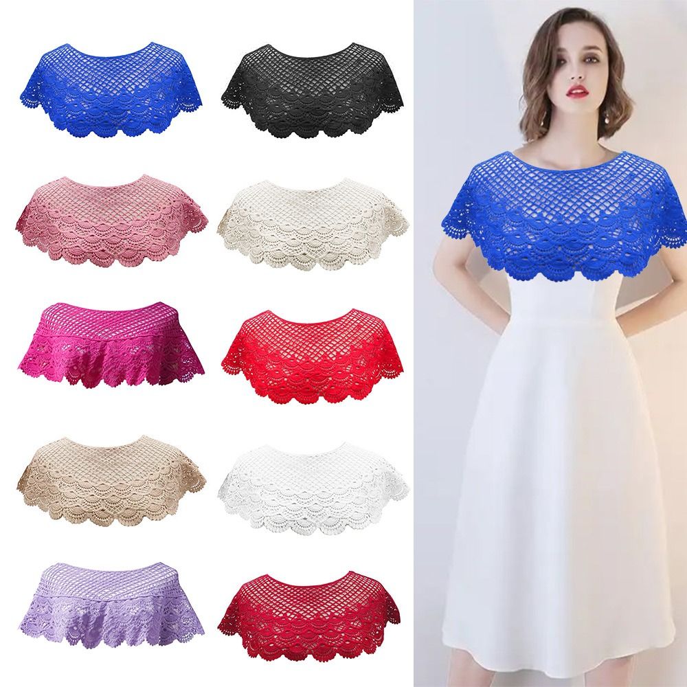 Châle de protection solaire en dentelle creuse, Cape de bal de soirée brodée, châle de plage, faux col, vêtements d'extérieur, épaule, printemps été automne