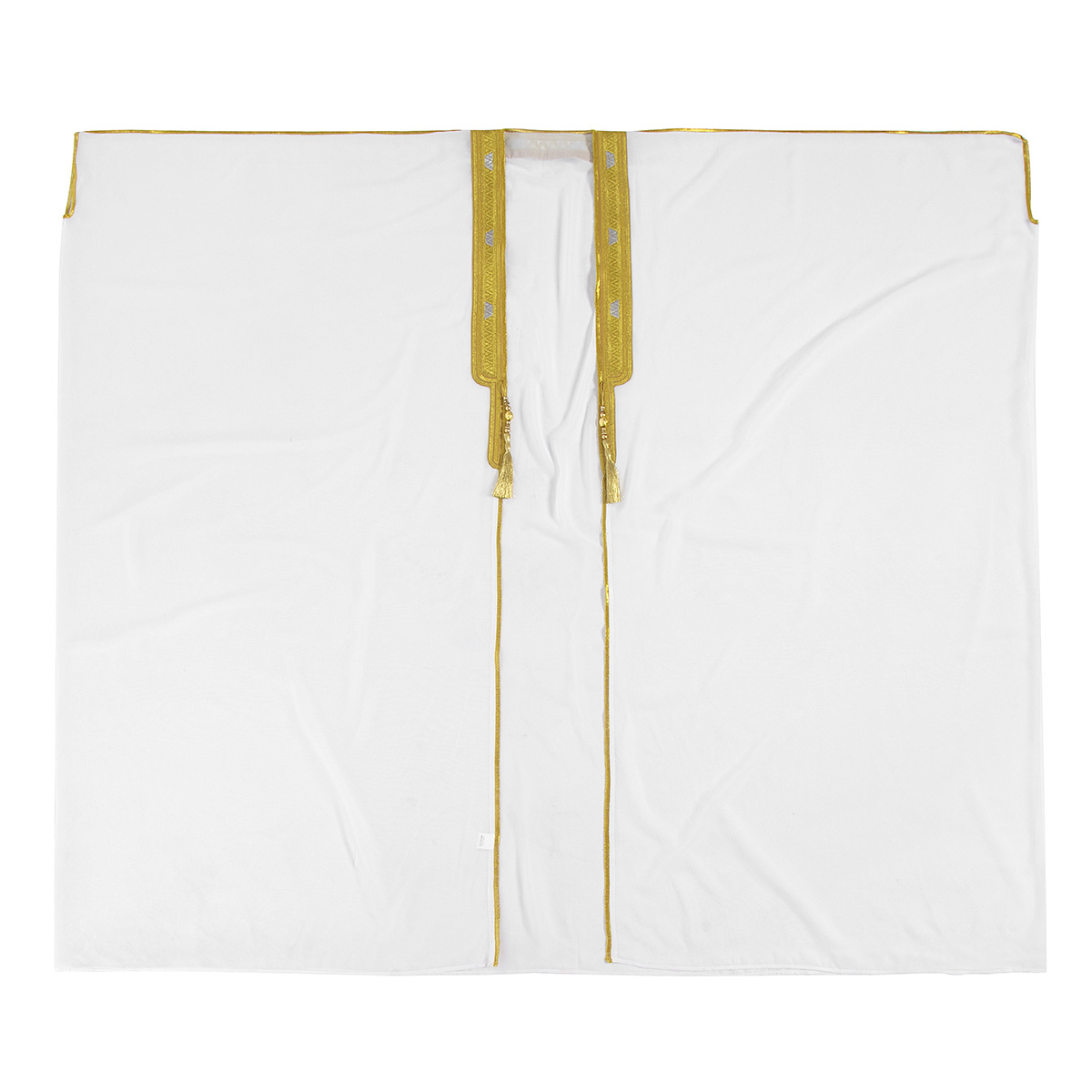Qamis arabe ouvert pour homme avec broderie dorée, robe ample à manches longues en mousseline de soie, idéale pour les événements saoudiens et du Moyen-Orient