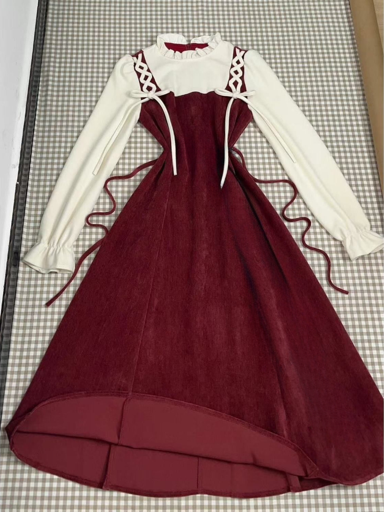 Robe mi-longue Vintage française pour femmes, tenue de soirée décontractée à carreaux, tenue de bureau, une pièce, mode coréenne Chic, printemps