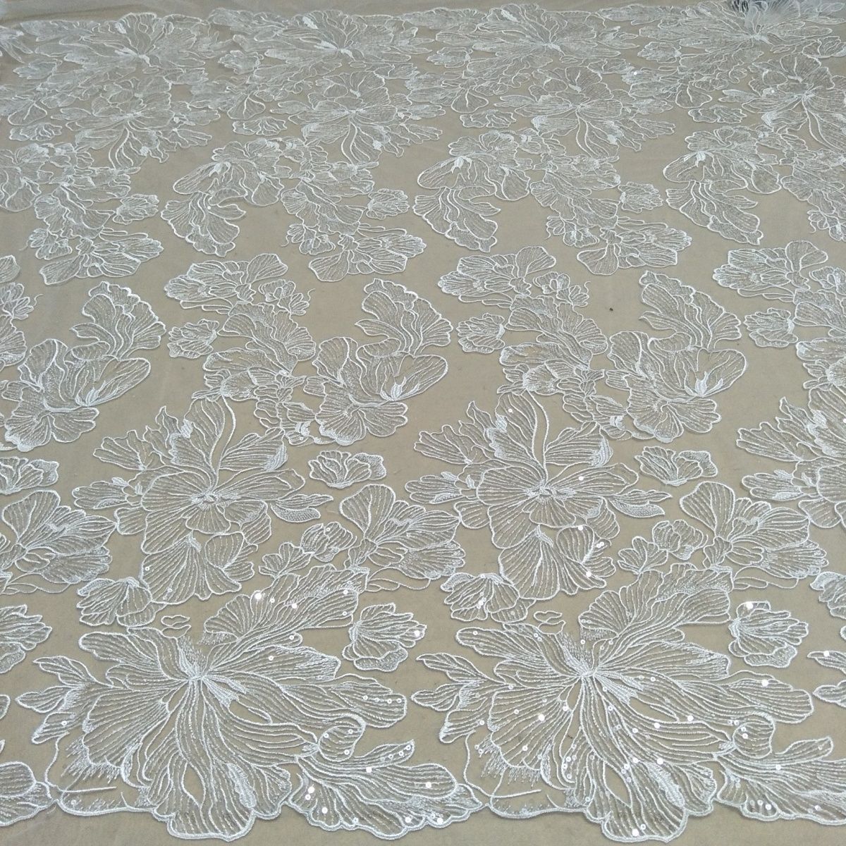 Rideau en maille et Tulle à paillettes, broderie de fleurs, tissu de bricolage, voile de mariée, robe en dentelle