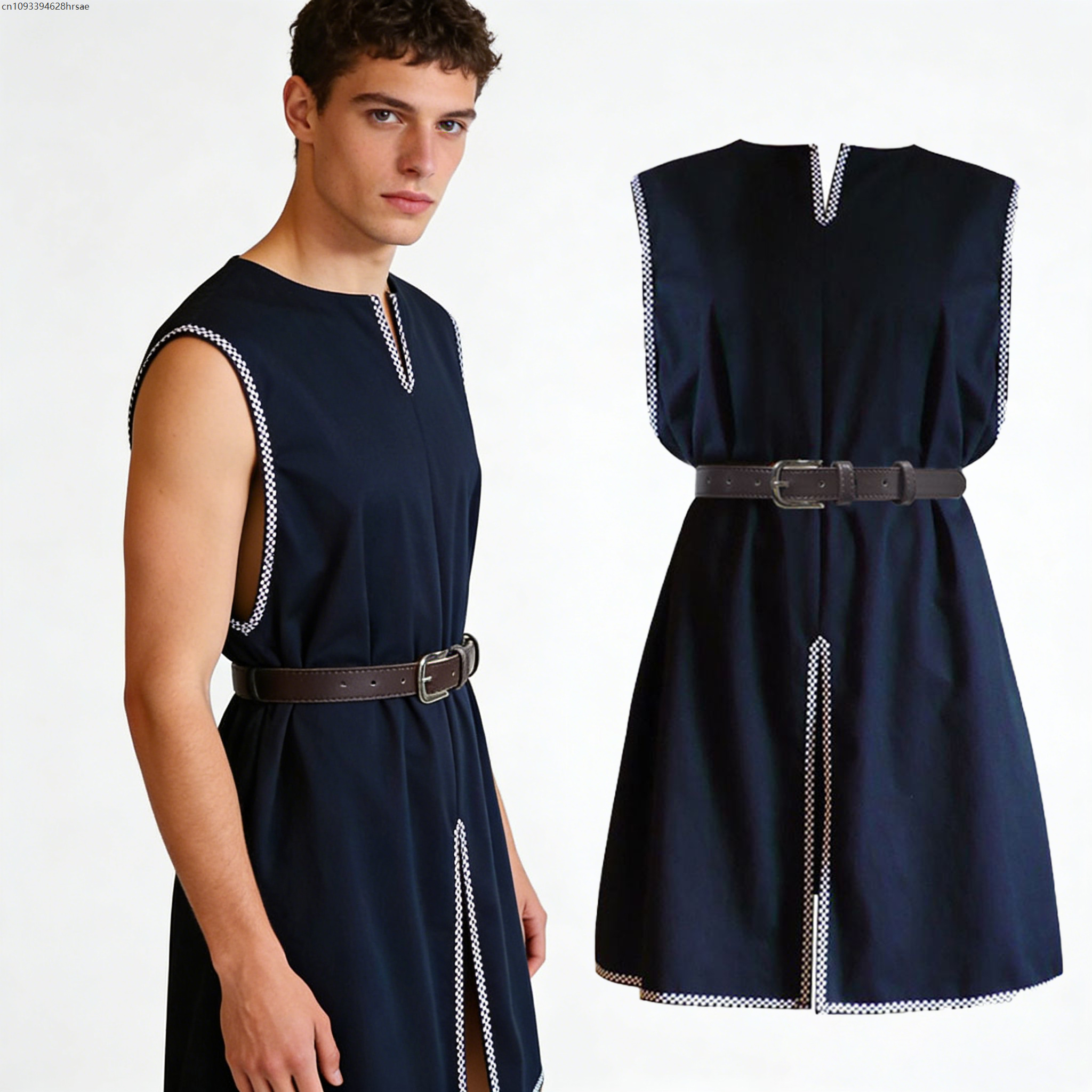 Tunique Médiévale Rétro pour Hommes, Costume de Guerrier, Robe de Chevalier Renaissance, Tenue de Carnaval, Gilet sans Manches pour Fête Cosplay