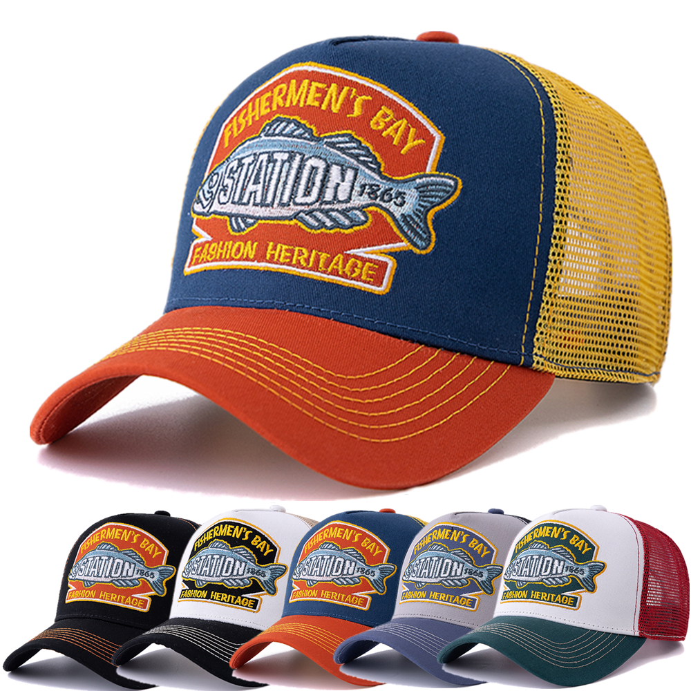 Casquette de pêche d'été unisexe, chapeau de camionneur en maille respirante pour hommes et femmes, grand poisson, chapeau de sport à rabat pour l'extérieur, offre spéciale