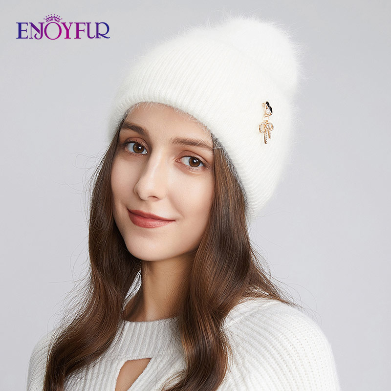 Chapeau d'hiver pour femmes, doux et chaud, en laine d'angora, tricoté, à la mode, couleur unie, pour temps froid