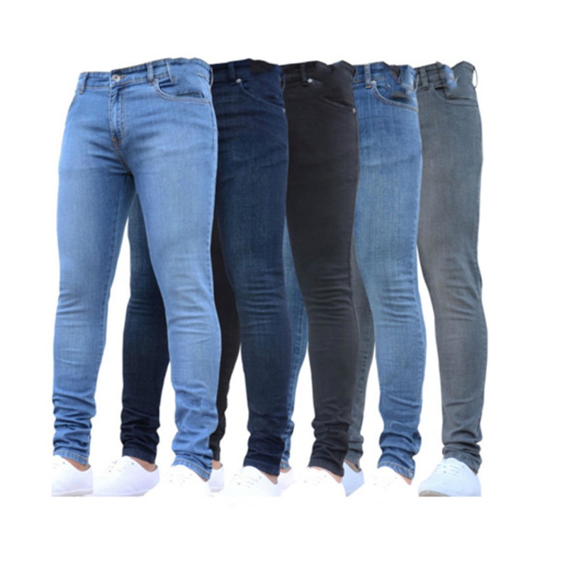 Hommes noir jean coupe ajustée qualité gris décontracté homme jean pantalon coupe maigre hommes pantalon Hip Hop Streetwear coton Denim pantalon