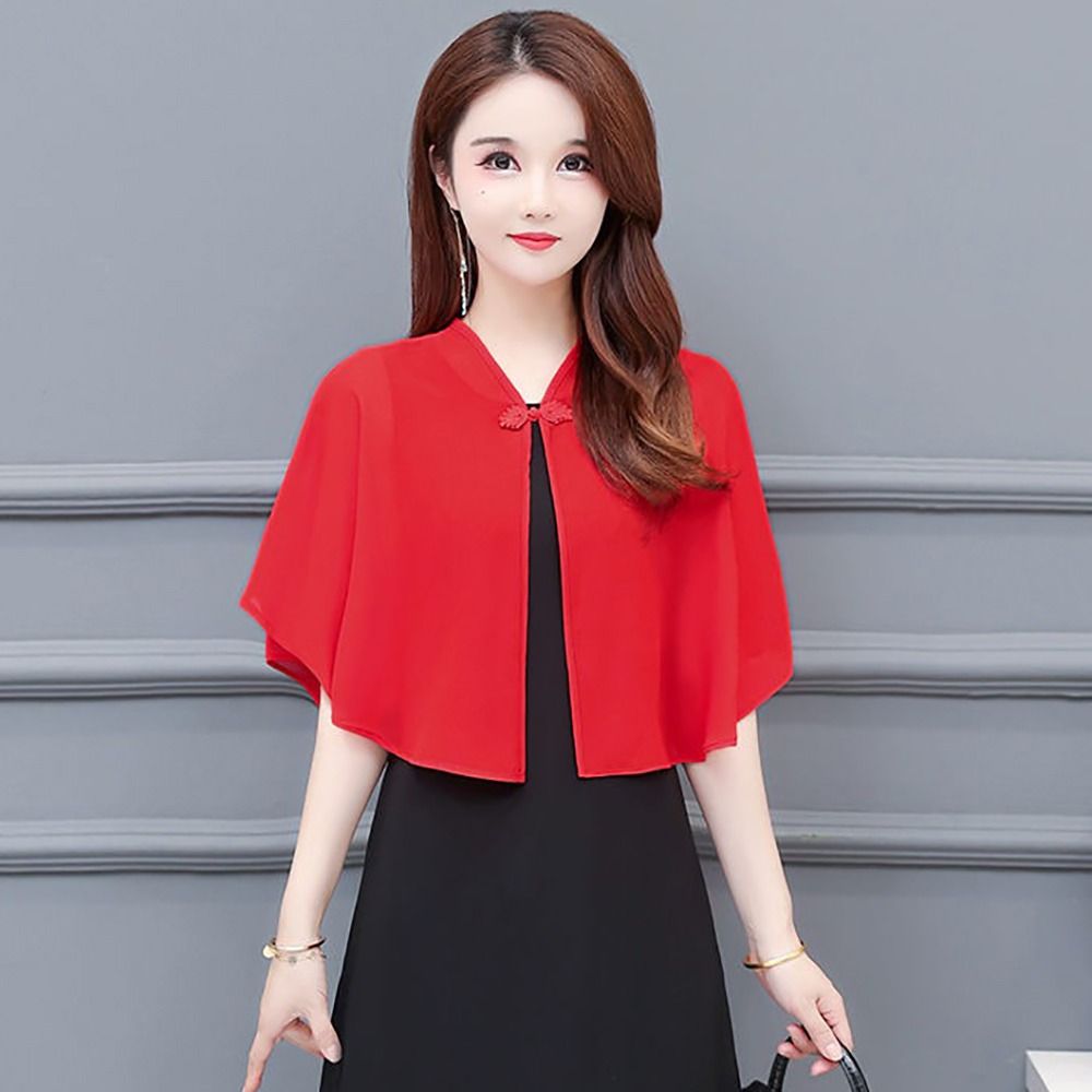 Vêtements d'extérieur courts en mousseline de soie pour femmes, châle de protection solaire, veste fine en dentelle Everak, vêtements de printemps d'été