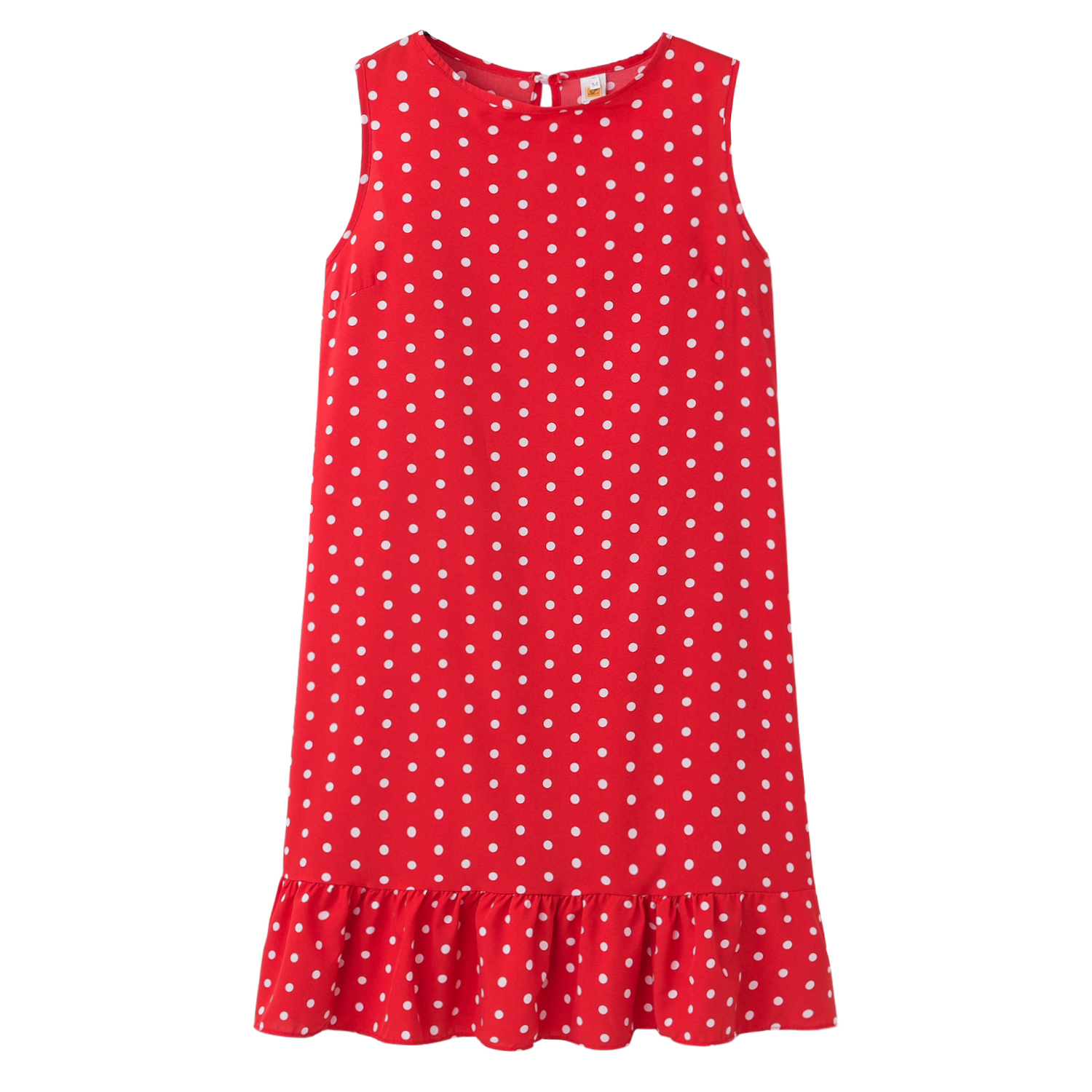 Robe longue décontractée d'été à pois et à volants pour femmes, sans manches, col rond, ourlet ample, nouvelle mode
