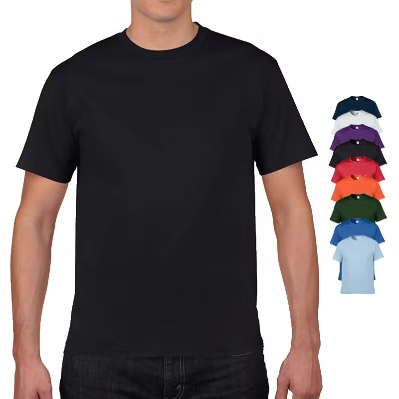 T-shirt pour homme - 100% coton pur, col rond, manches courtes, haute qualité, coupe ample, décontracté, couleur unie, imprimé personnalisé